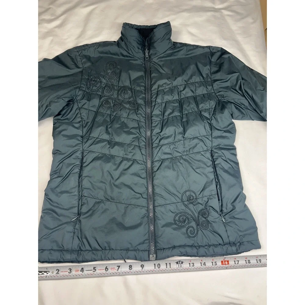 Vintage Columbia Interchange Puffer Jacket Women's M Black Sm Embroidered Swirls - Picture 12 of 16